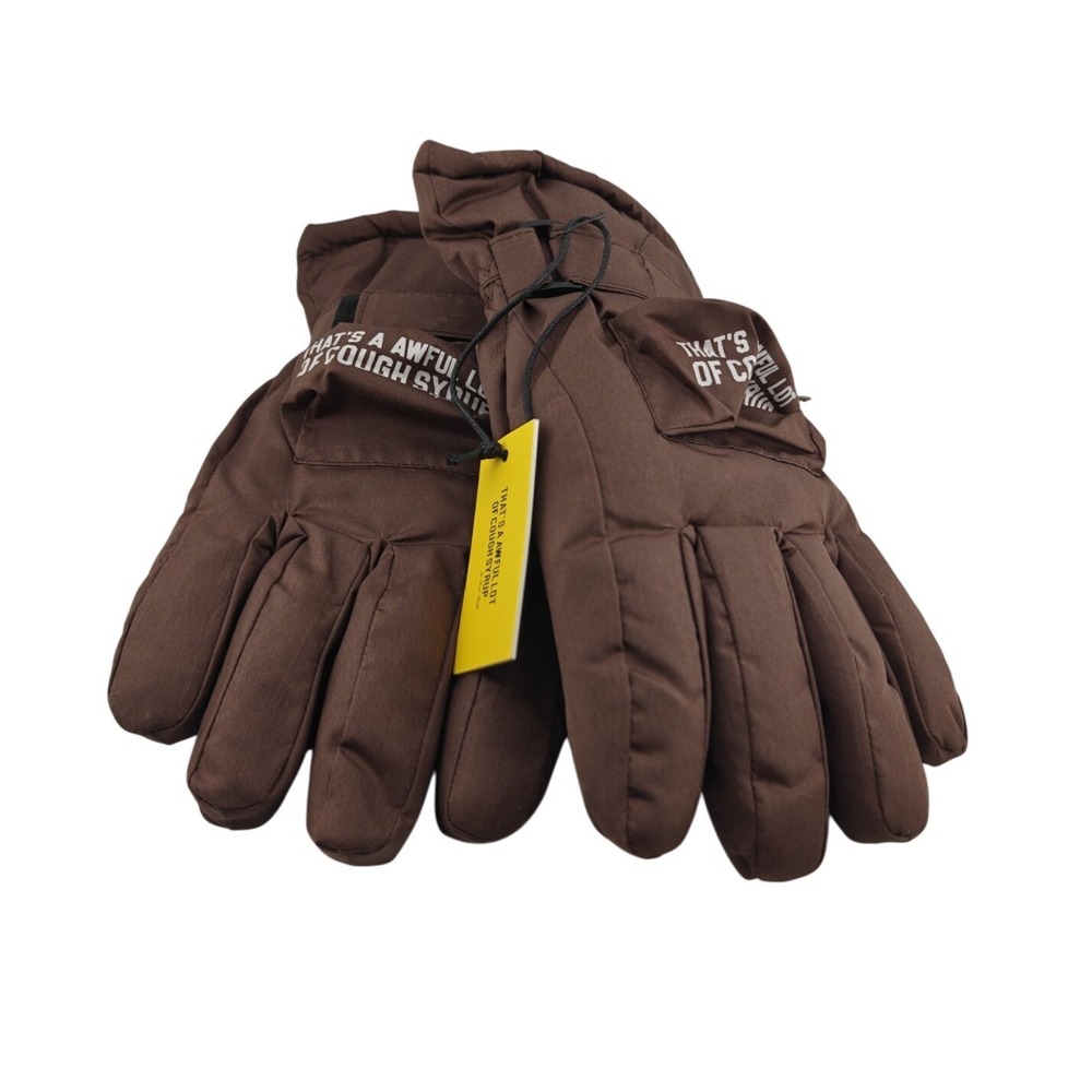 Awful Lot of Cough Syrup Gloves Snowboarding Ski Snow S/M Small Medium Brown New